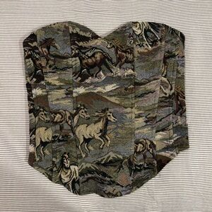 Sterling & stitch horse pattern corset top, size small